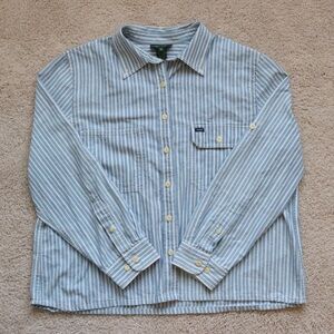 Blue & White Striped Denim Shirt